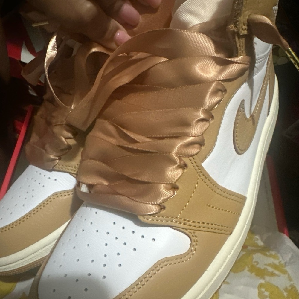 Nike Women's Tan and White Sneakers